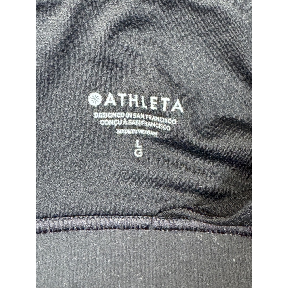 Athleta Black Longline Sports Bra Twist Back Cross Back Yoga Crop Top Size L - Picture 6 of 6